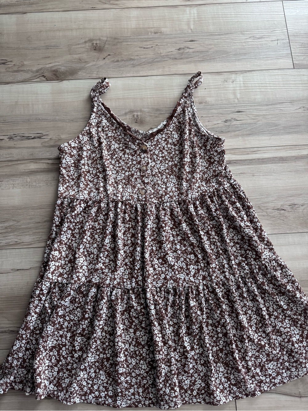 Blu Pepper Brown Floral Tiered Summer Dress